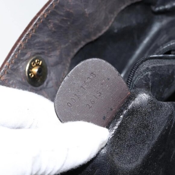 GUCCI Bamboo Shoulder Bag Suede 2way Dark Brown Gold Auth - Picture 13 of 16